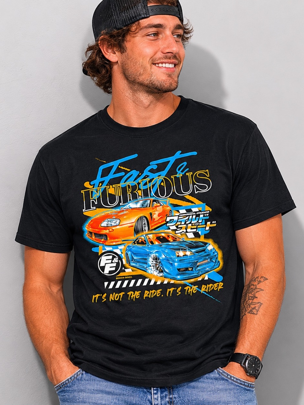 Fast Furious Mens XL Black Graphic Tee JDM Cars Racing Movie Shirt Cotton